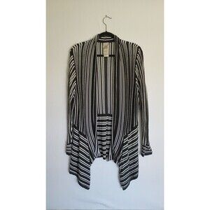 Chicos Travelers Black & White Sparkle Sweater Open Size Large